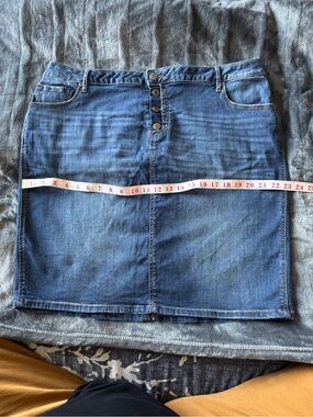 Maurices 18W Dark Blue Denim Mini Skirt Button-Front